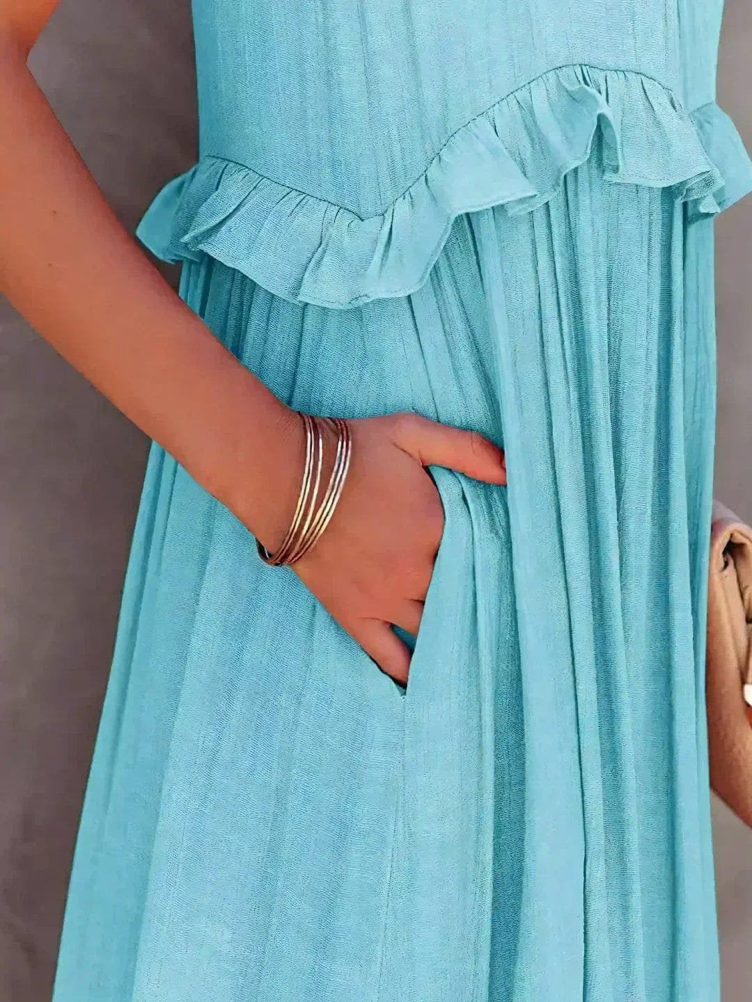 Robe Longue Bohème à Volants - Dos Nu