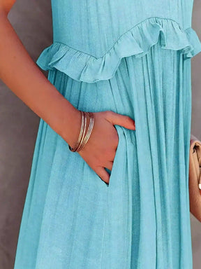 Robe Longue Bohème à Volants - Dos Nu