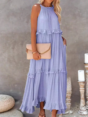 Robe Longue Bohème à Volants - Dos Nu
