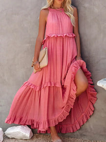Robe Longue Bohème à Volants - Dos Nu