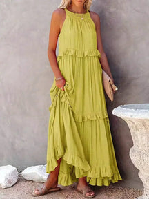 Robe Longue Bohème à Volants - Dos Nu