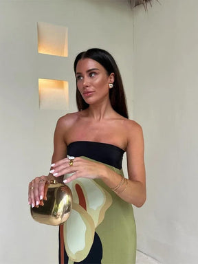 Robe longue motif avocat légèreté
