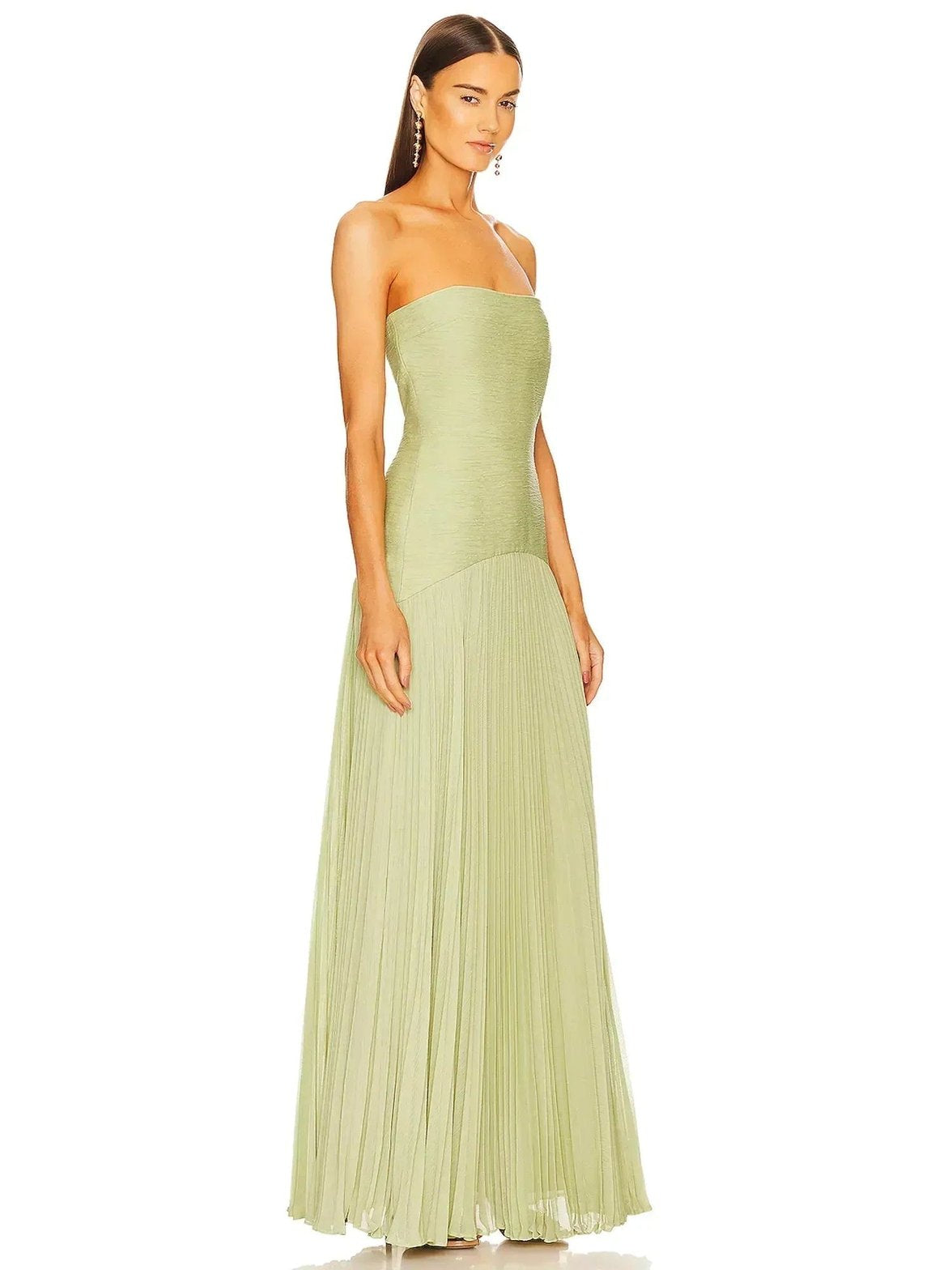 Robe longue bustier vert sauge harmonie