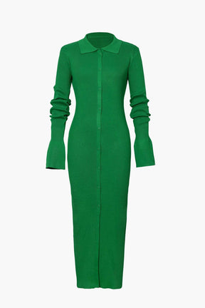 Robe moulante col montant vert émeraude lune