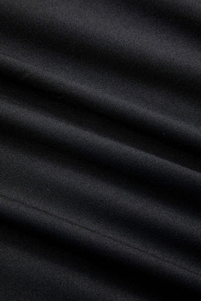 Robe longue noire corset asymétrique détail harmonie