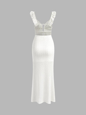 Robe longue blanche décolleté plongeant harmonie