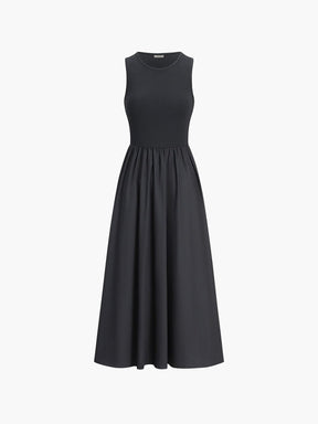 Robe longue décontractée noire vague