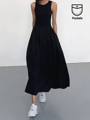 Robe longue noire décontractée soleil