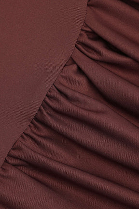 Robe longue dos nu vue latérale bordeaux nuage