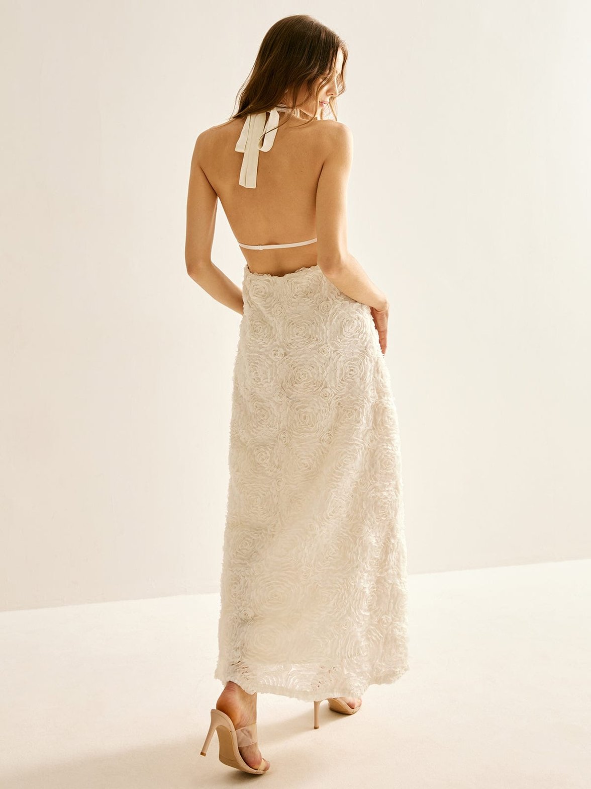 Robe maxi dos nu satin danse