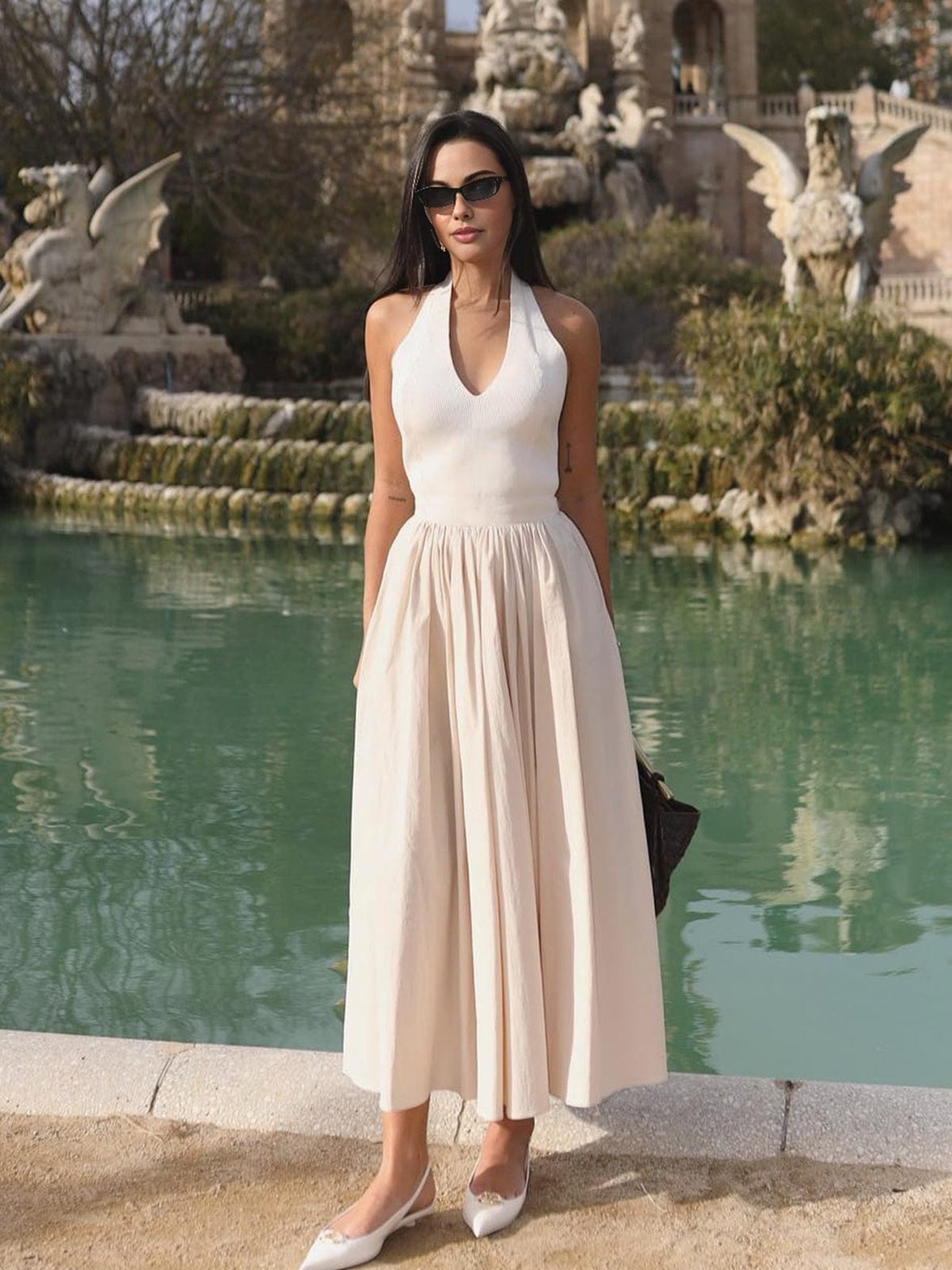 Robe longue côtelée lune