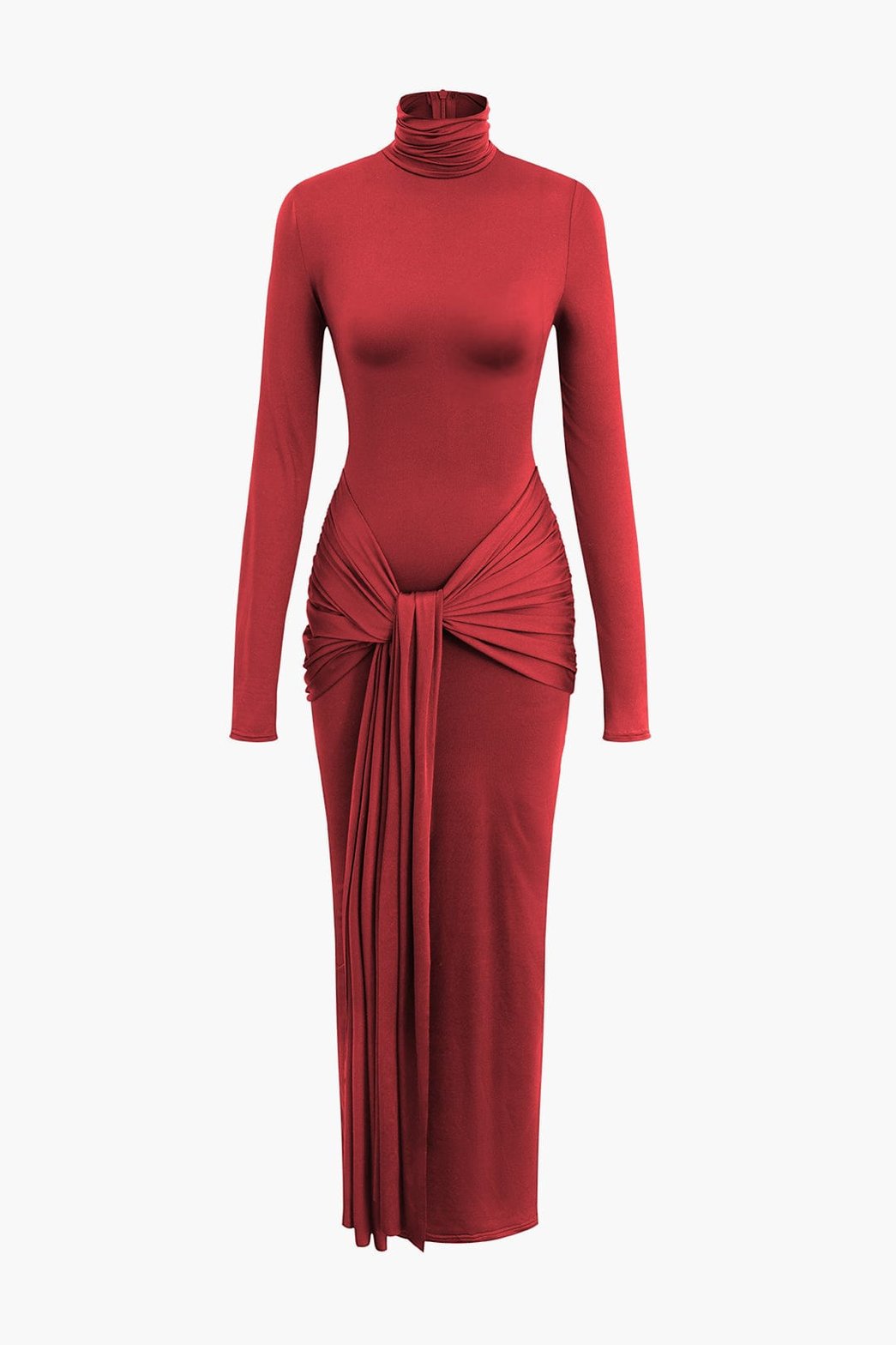 Robe Longue Drapée Col Roulé