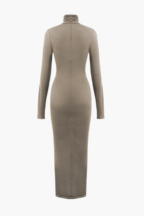 Robe Longue Drapée Col Roulé