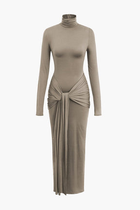 Robe Longue Drapée Col Roulé