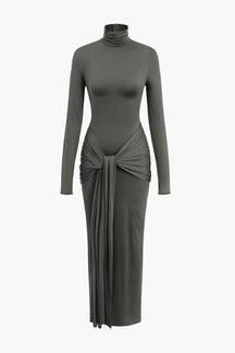Robe Longue Drapée Col Roulé