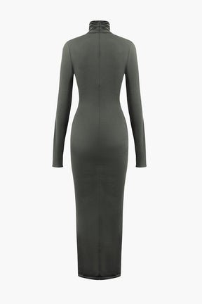 Robe Longue Drapée Col Roulé