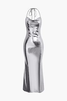 Robe brillante ajustée océan