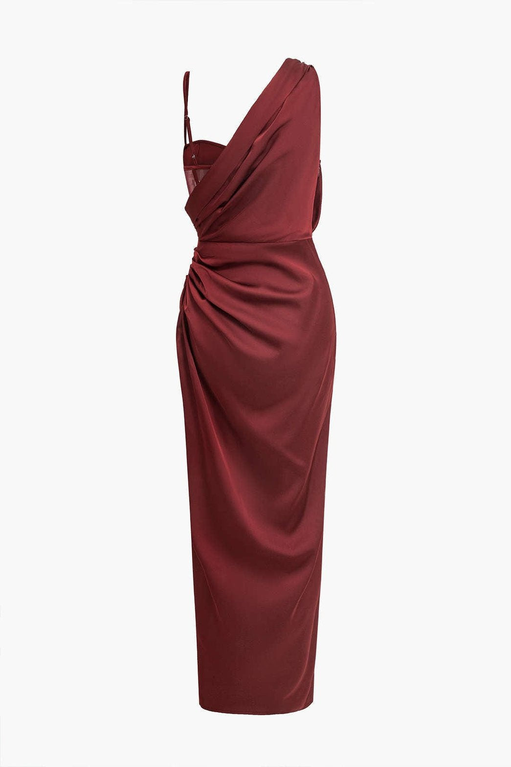 Robe moulante asymétrique grenat