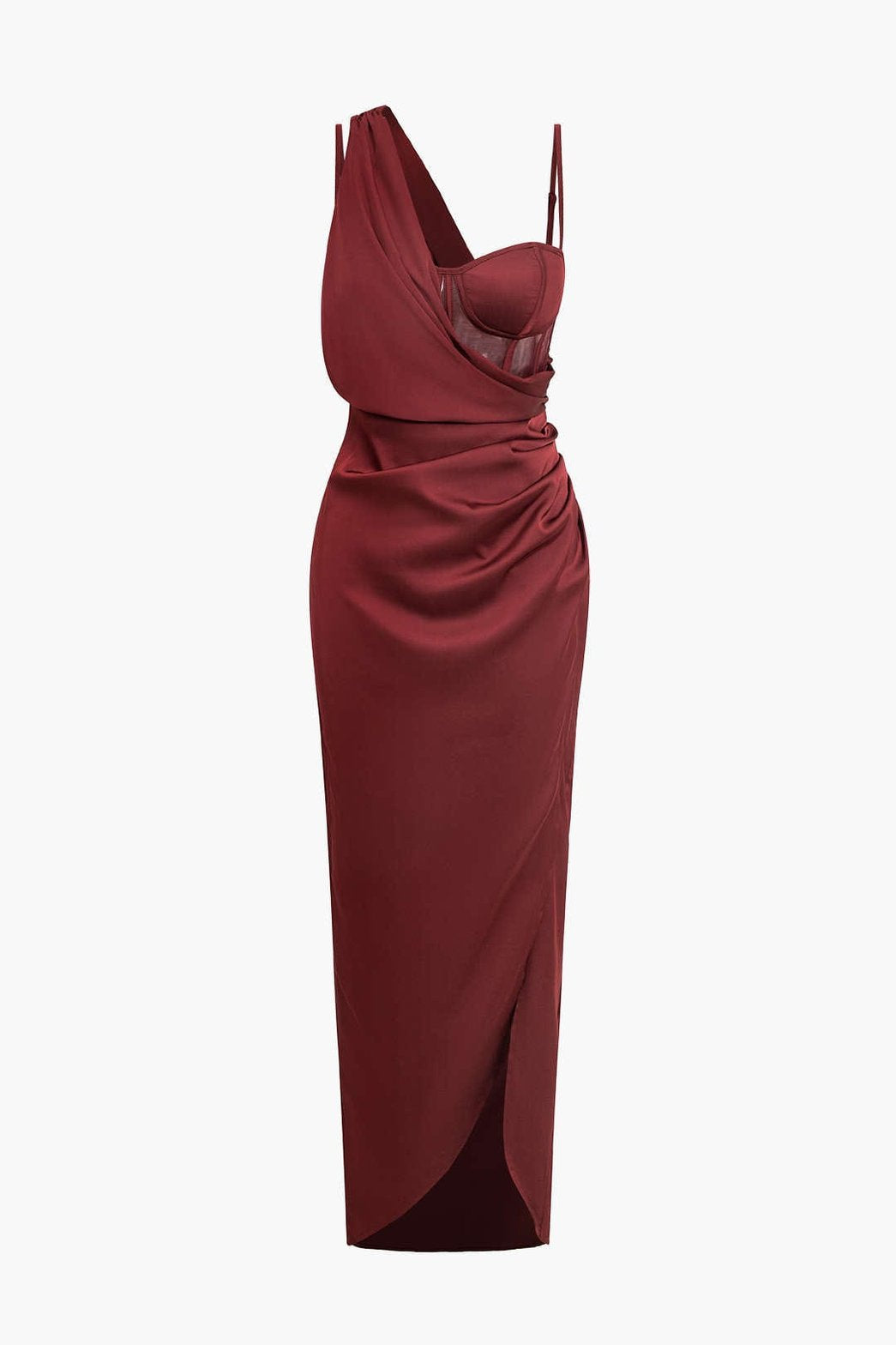 Robe longue fendue soirée rubis