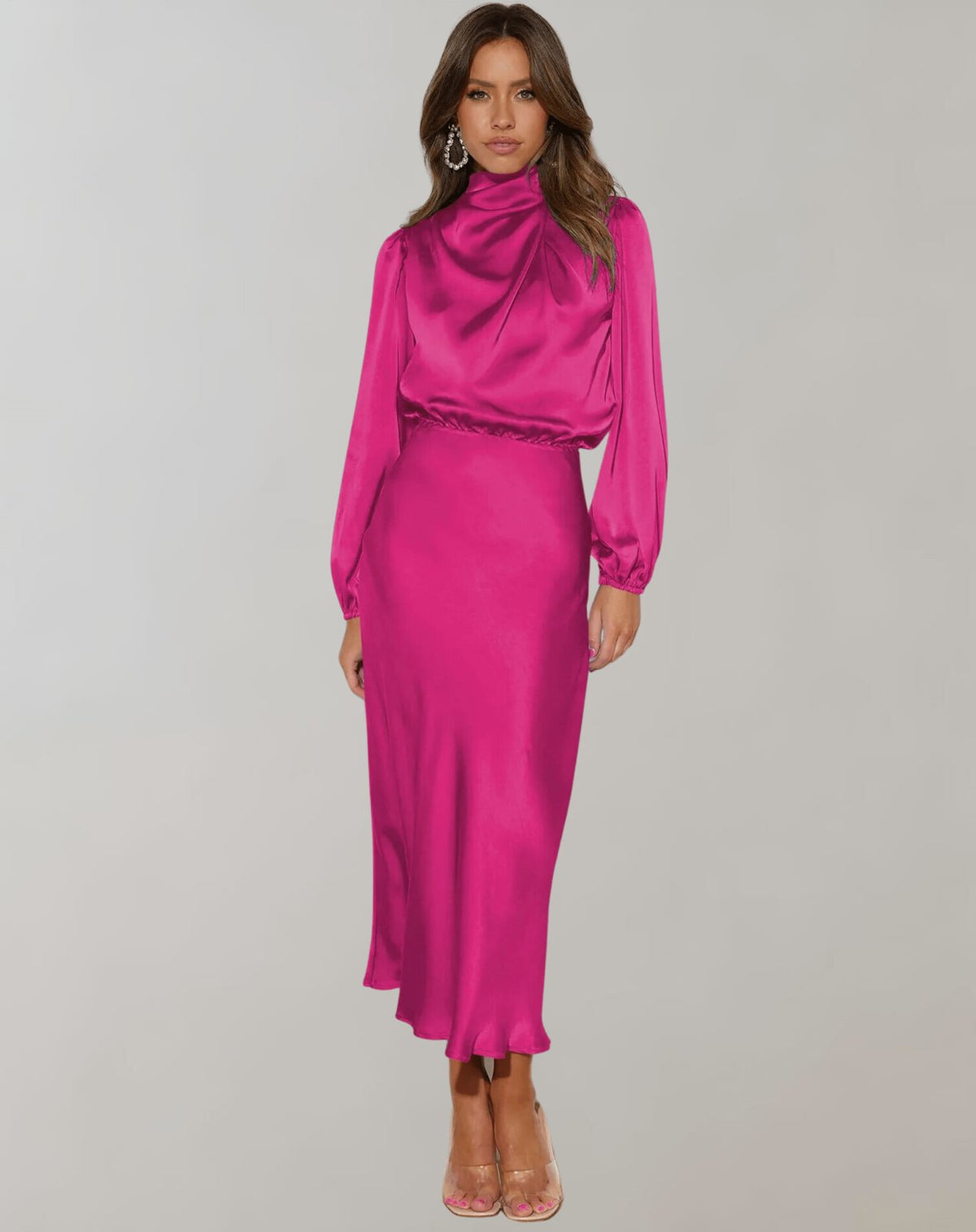 Robe satin longue vue de dos - Grâce