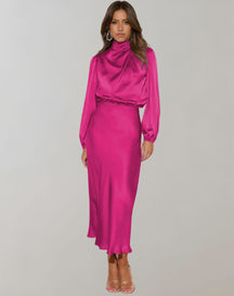Robe satin longue vue de dos - Grâce