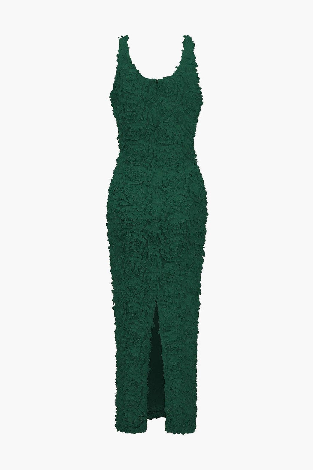 Robe Longue Fendue Col V à Appliqués Floraux