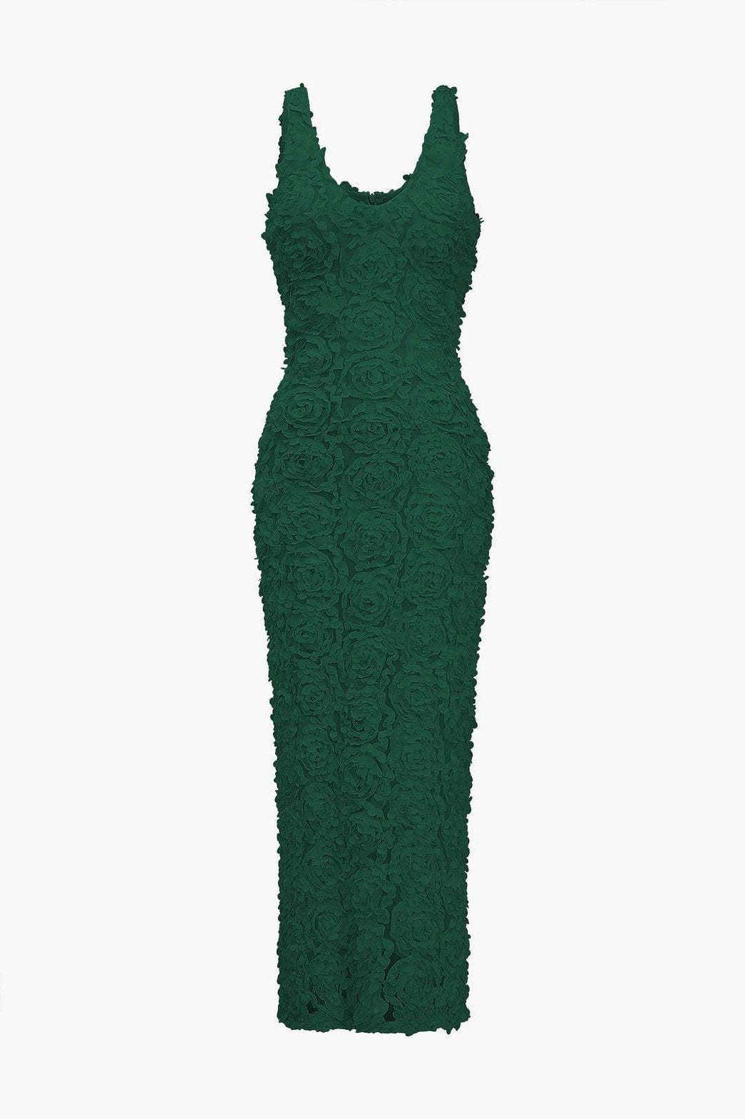 Robe Longue Fendue Col V à Appliqués Floraux