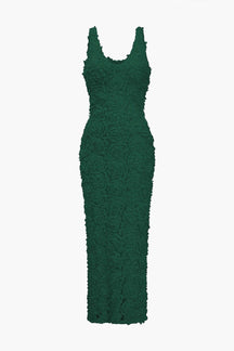 Robe Longue Fendue Col V à Appliqués Floraux