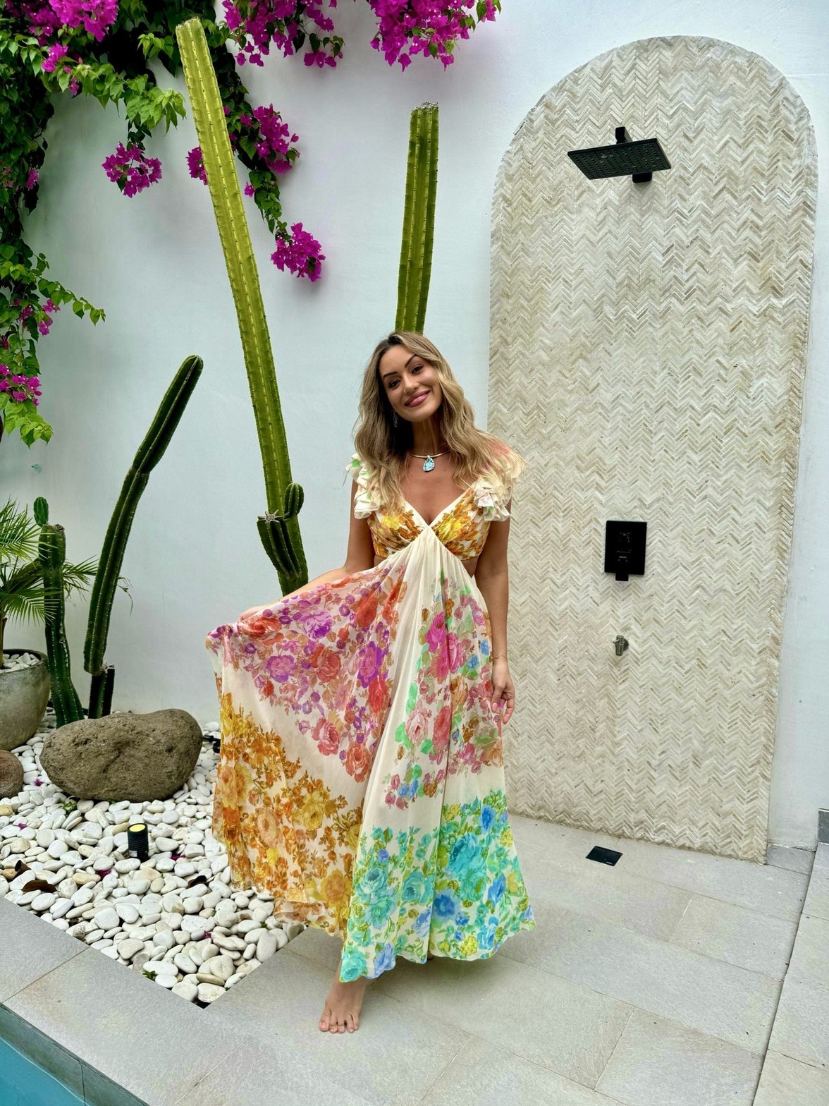 Robe longue fleurie été soleil