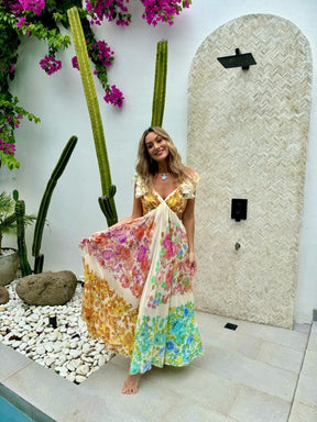 Robe longue fleurie été soleil