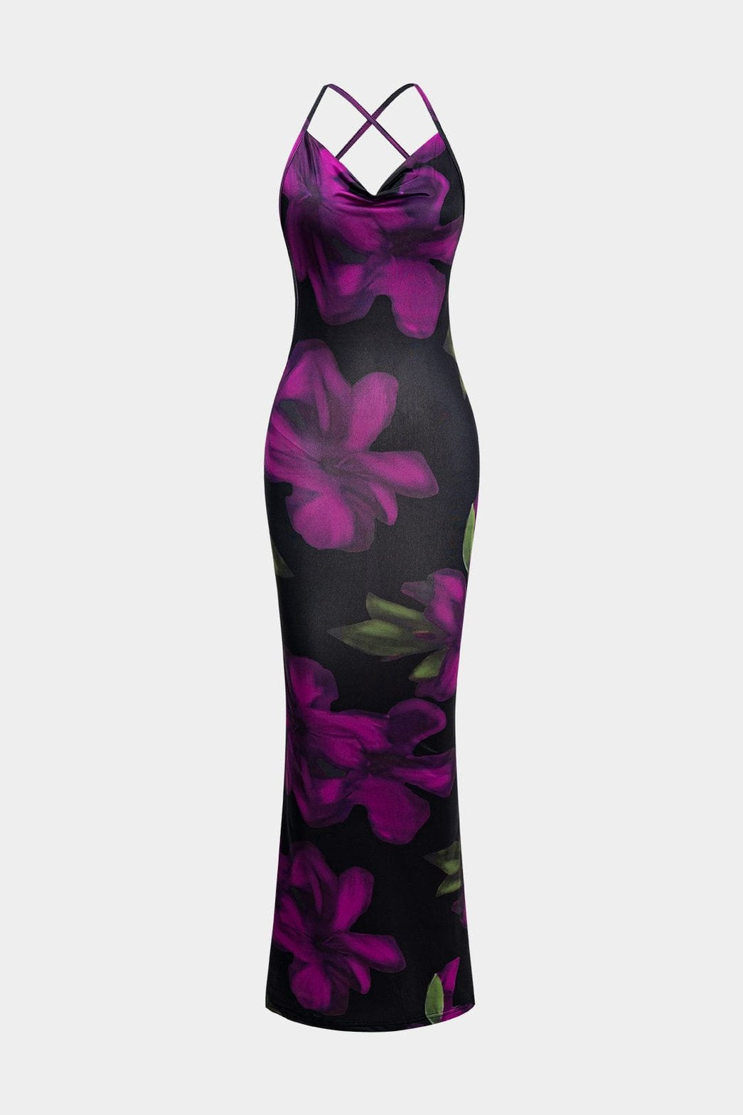 Robe dos nu fleurie ajustée étoile