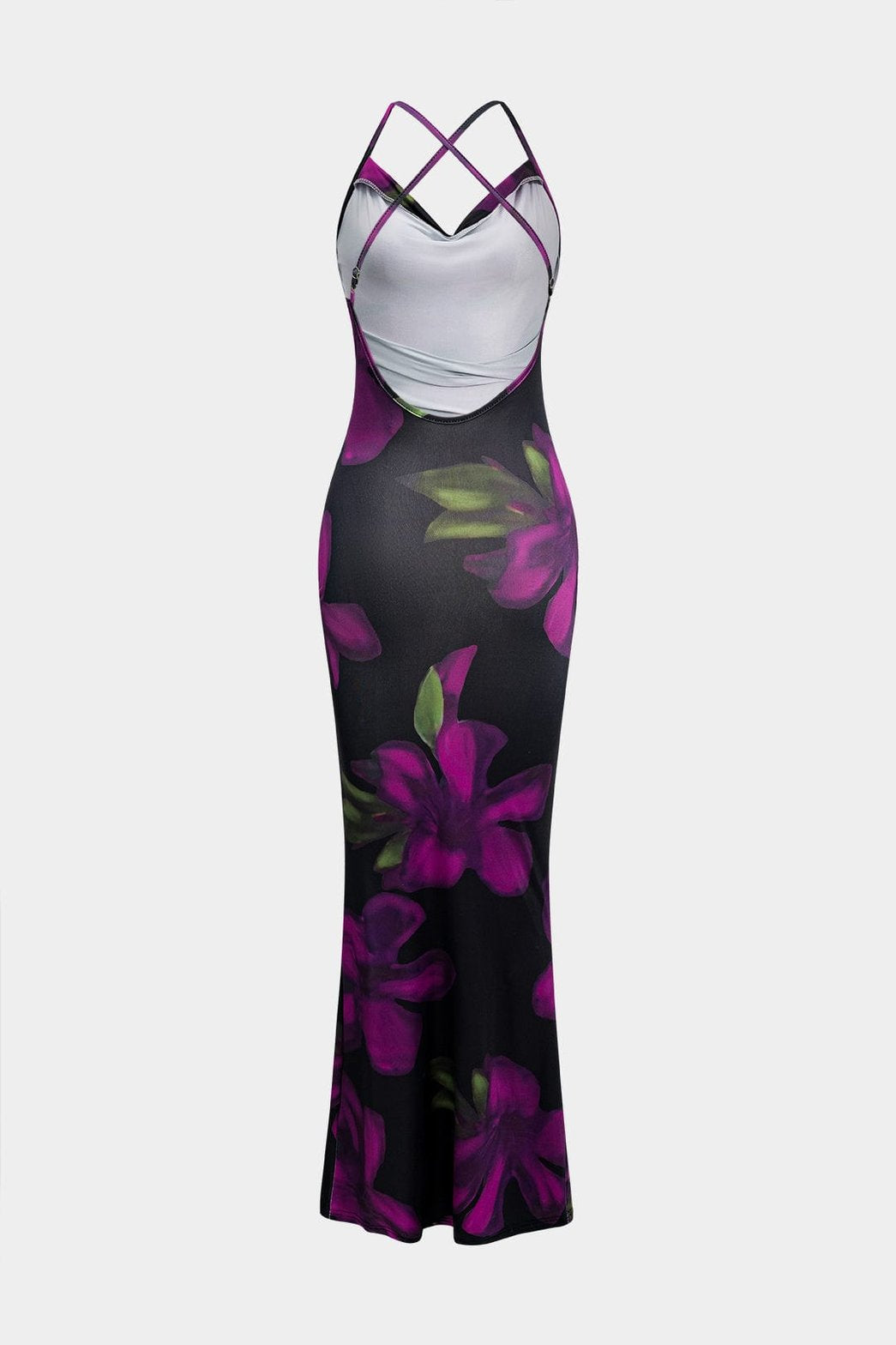 Robe longue moulante florale lune