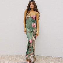 Robe maxi à motifs floraux brise