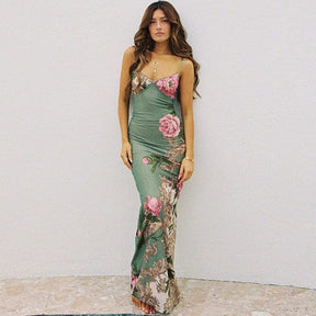 Robe maxi à motifs floraux brise