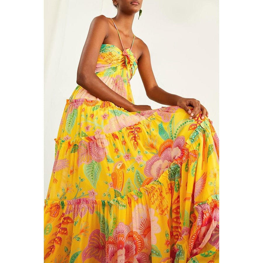 Robe maxi fleurie vue de dos brise