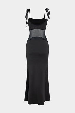 Robe maxi dos nu avec détails mesh - Élégante