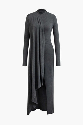 Robe moulante col rond fendue harmonie