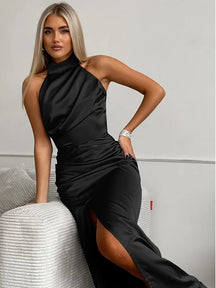 Robe longue col licou élégante océan
