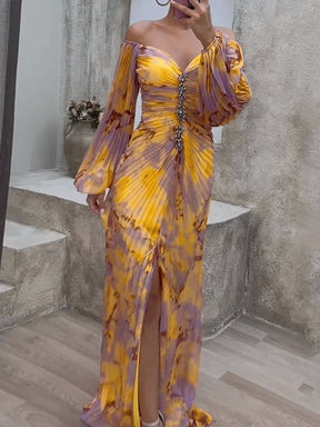 Robe de soirée col V glamour