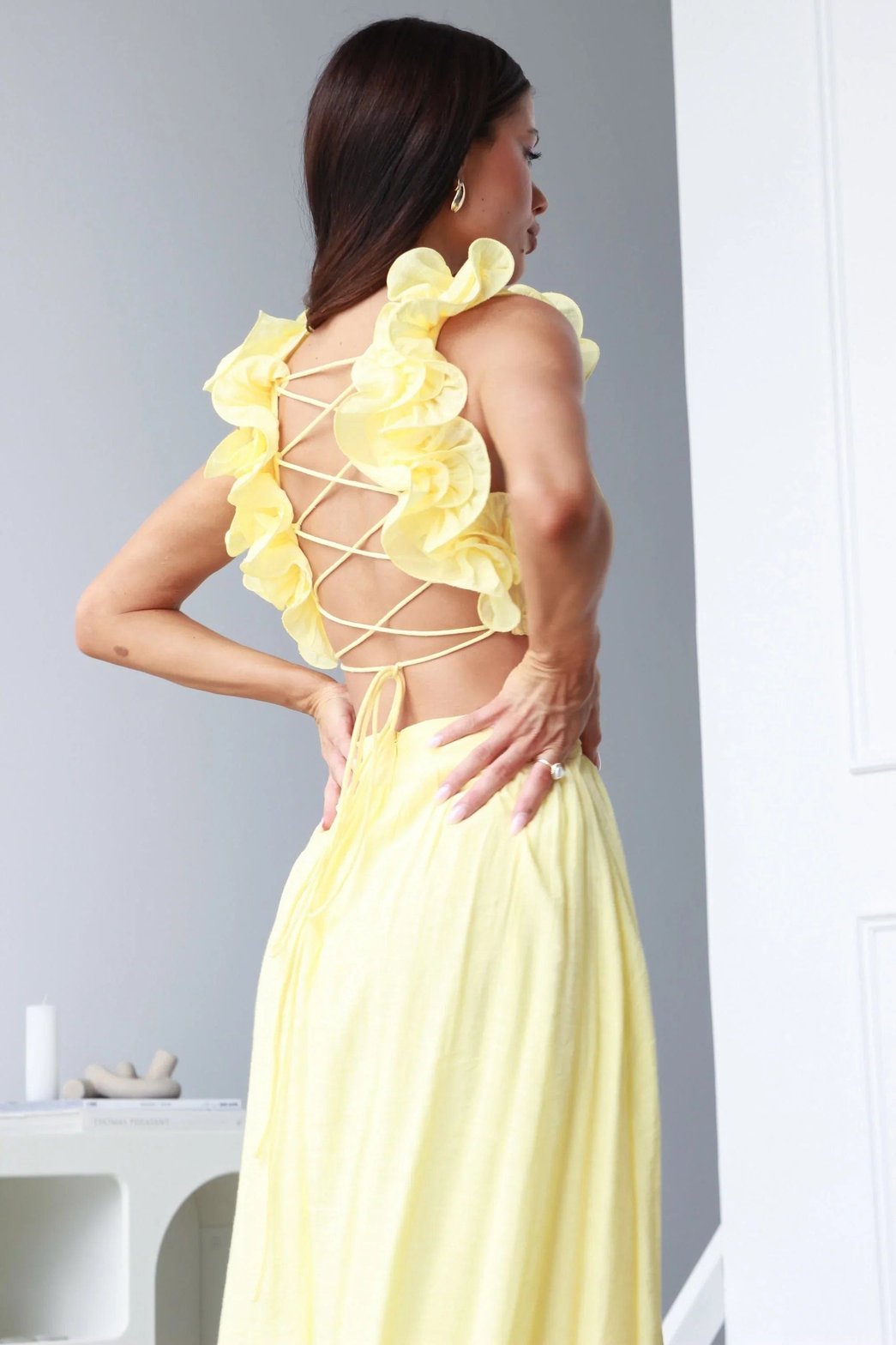 Robe cocktail jaune éclatant