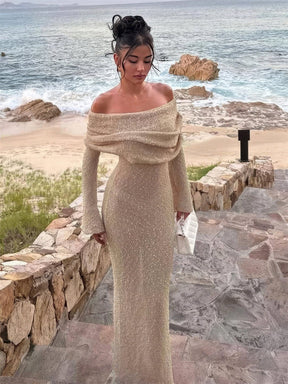 Robe longue élégante blanche brise