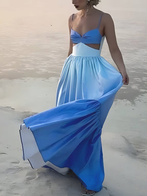 Robe maxi fluide découpes lune
