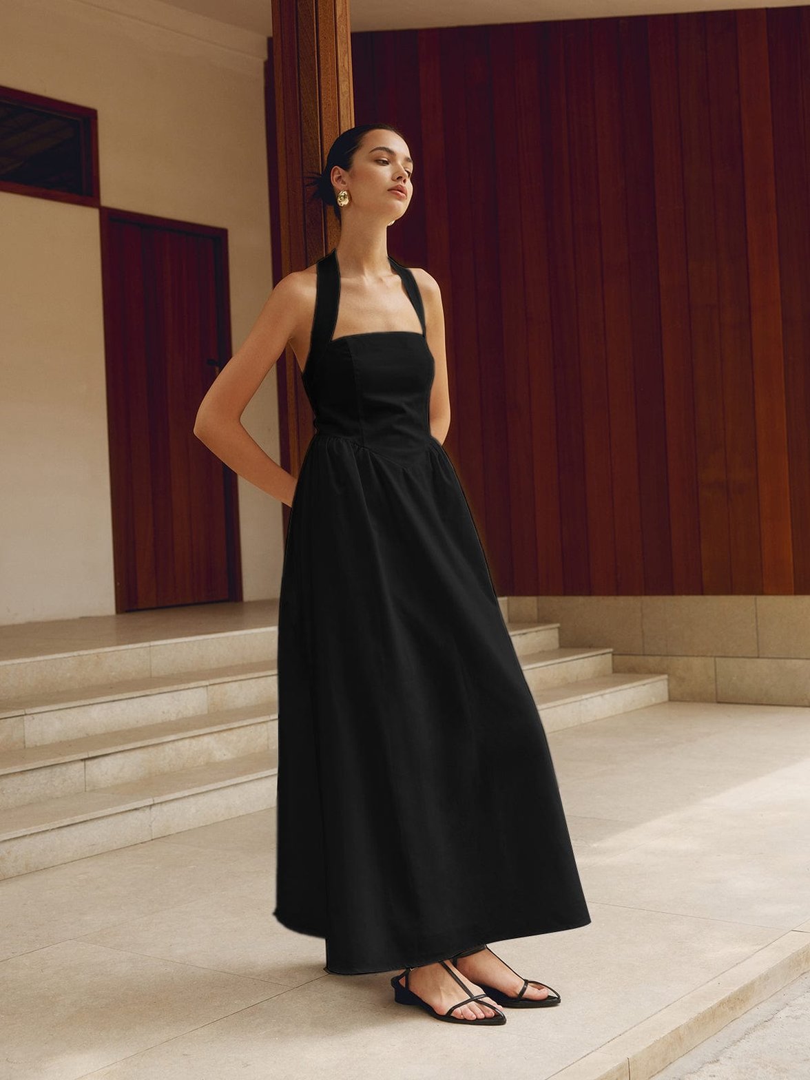 Robe longue en lin blanc cristal