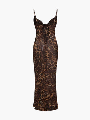 Robe sirène motif léopard raffiné