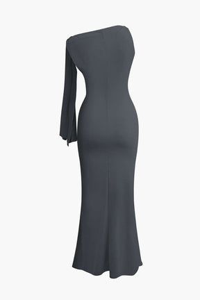 Robe Longue Élégante à Nœud Asymétrique