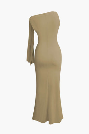 Robe Longue Élégante à Nœud Asymétrique