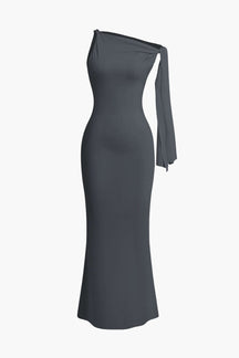 Robe Longue Élégante à Nœud Asymétrique