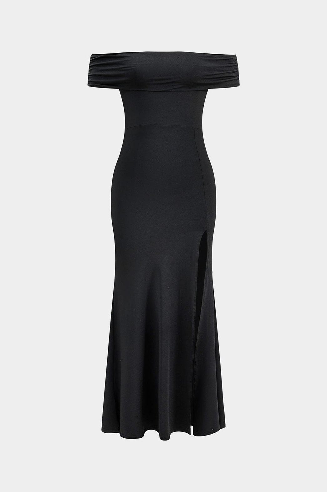 Robe longue noire épaules dénudées élégante papillon
