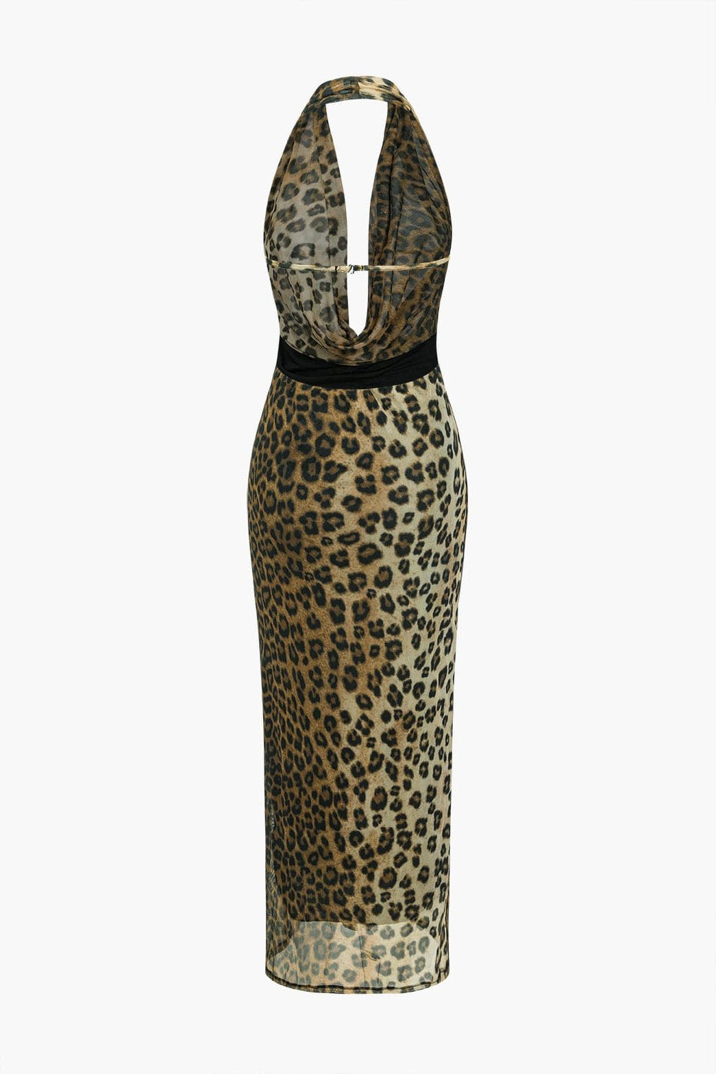 Robe longue léopard dos nu élégante satin