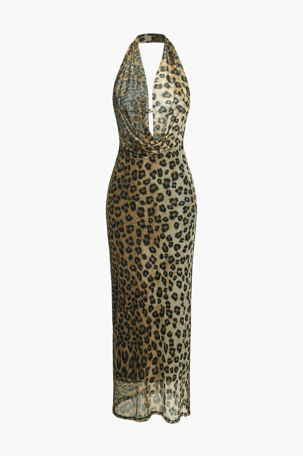 Robe longue léopard dos nu glamour velours
